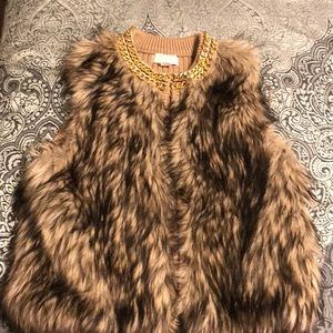 Michael Kors faux fur vest with gold chain